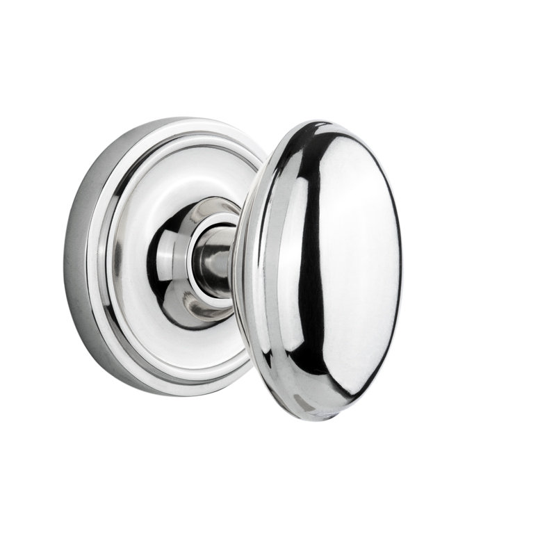 Classic Rosette with Homestead Door Knob, Bright Chrome