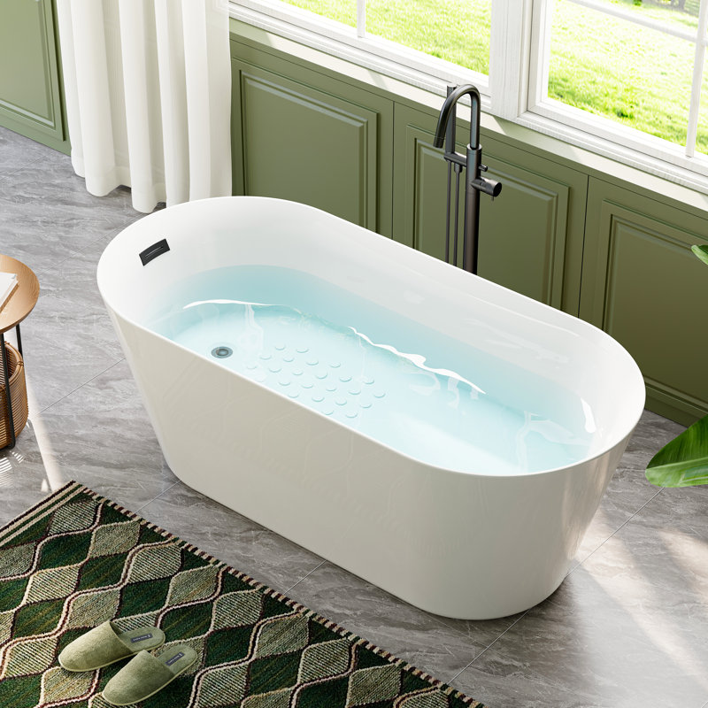59 " L x 27.5 " W Freestanding and Mounting / Installation Required Soaking Acrylic Bathtub, Matte Black