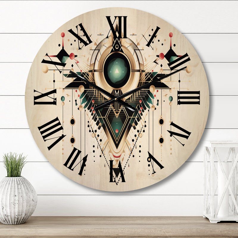 Horloge murale en bois surdimensionnée à motif abstrait géométrique Eye of Time, Petit