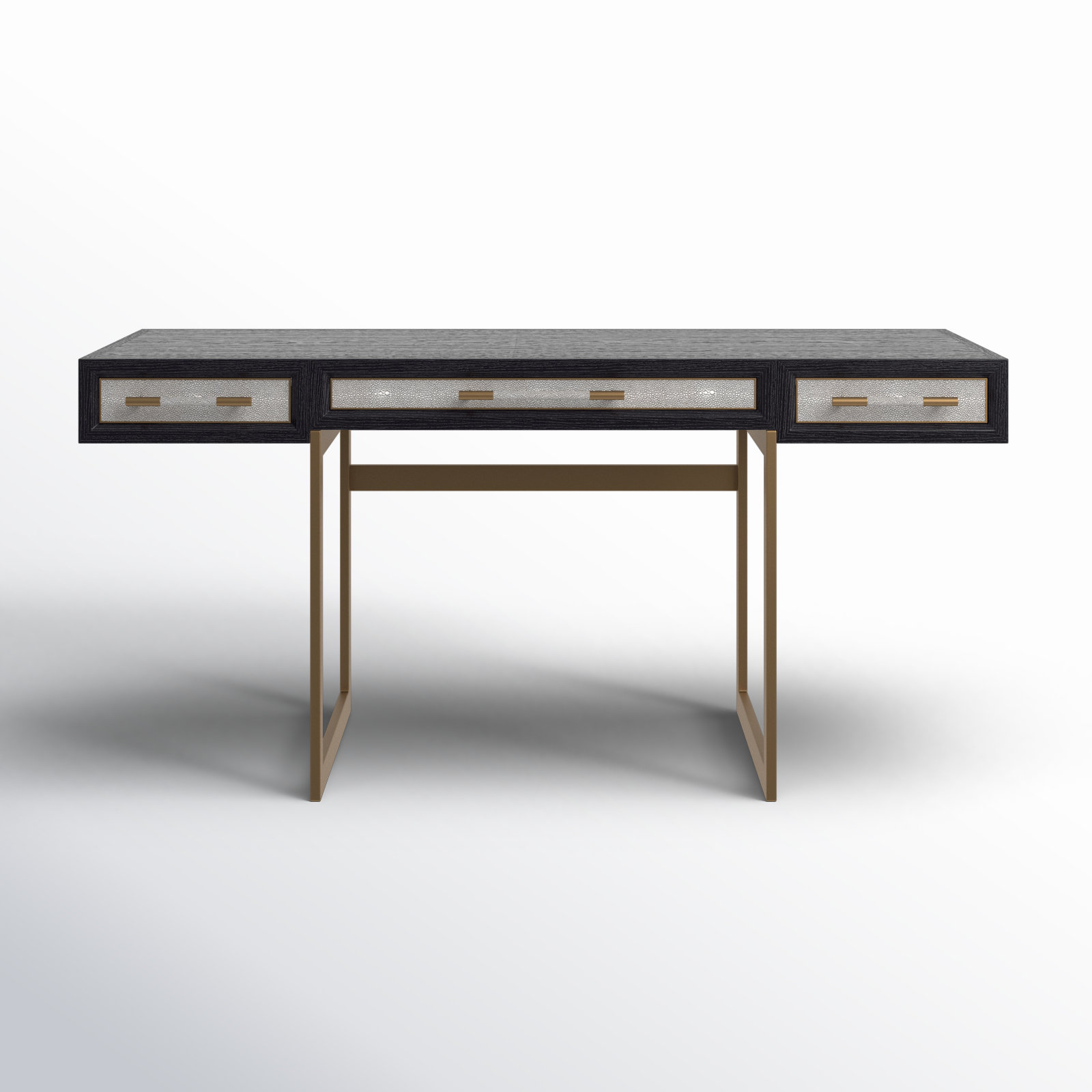 Meera 63" Oak Writing Desk, Gray/Gold