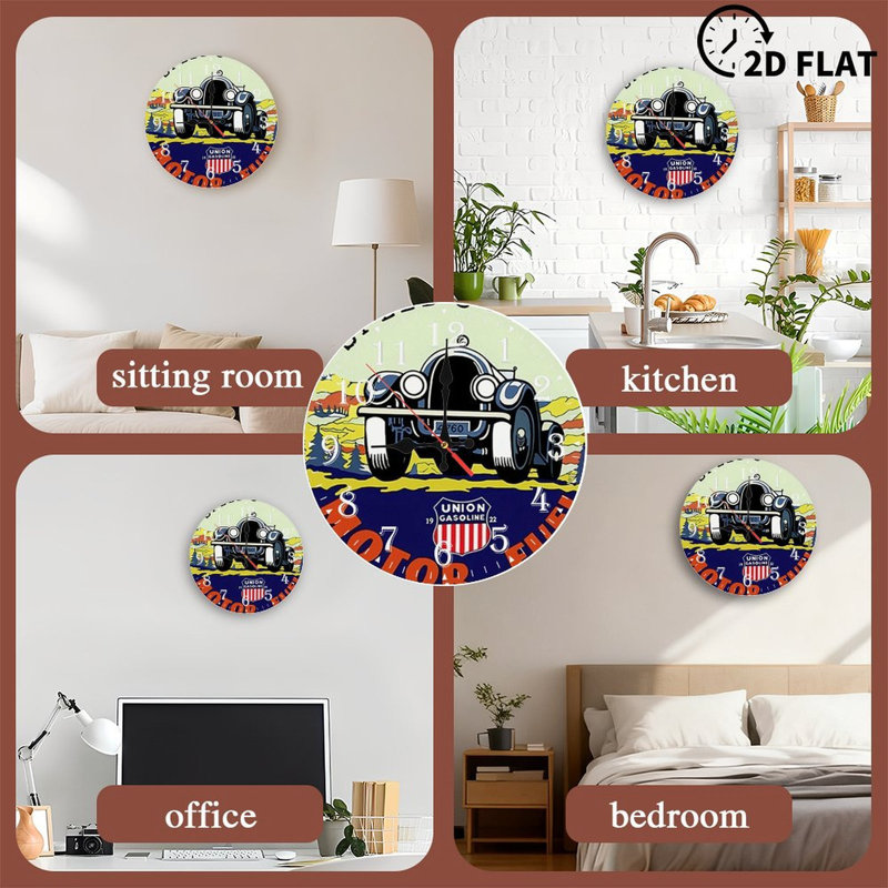 Horloge murale en bois 10 po, mouvement silencieux, à piles (piles AA non incluses), décor artistique, parfait pour les décorations