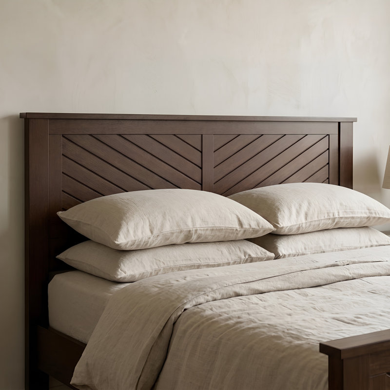 Chalco Solid Wood Headboard With Chamfer, Queen, Walnut