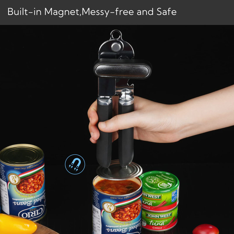 Can Opener Manual, 2Nd Generation Blade, Handheld Can Opener With Magnet, Super Sharp Cutting Wheel For Smooth Edge Cut, Soft Grip,Oversized Knob For Seniors & Arthritis, Easy To Use