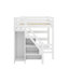 Lit mezzanine complet avec tablettes, escalier de rangement, garde-robe compacte et éclairage à DEL
