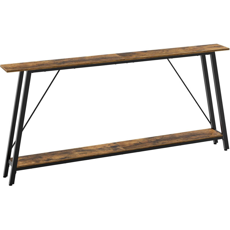 71" Console Table, Narrow Entryway Table, Extra Long Sofa Tables, Industrial Hallway Table For Entryway, 2-Layer Console Sofa Table Behind Couch, Black
