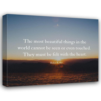 Art sur toile tendue à la galerie Latitude Run® ArtsyQuotes, titre: Helen Keller Citation: Felt with the Heart