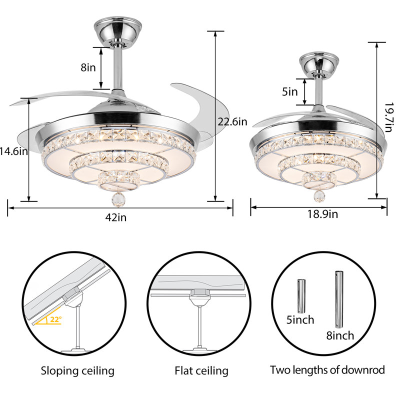 Fenisia 42'' Ceiling Fan with LED Lights
