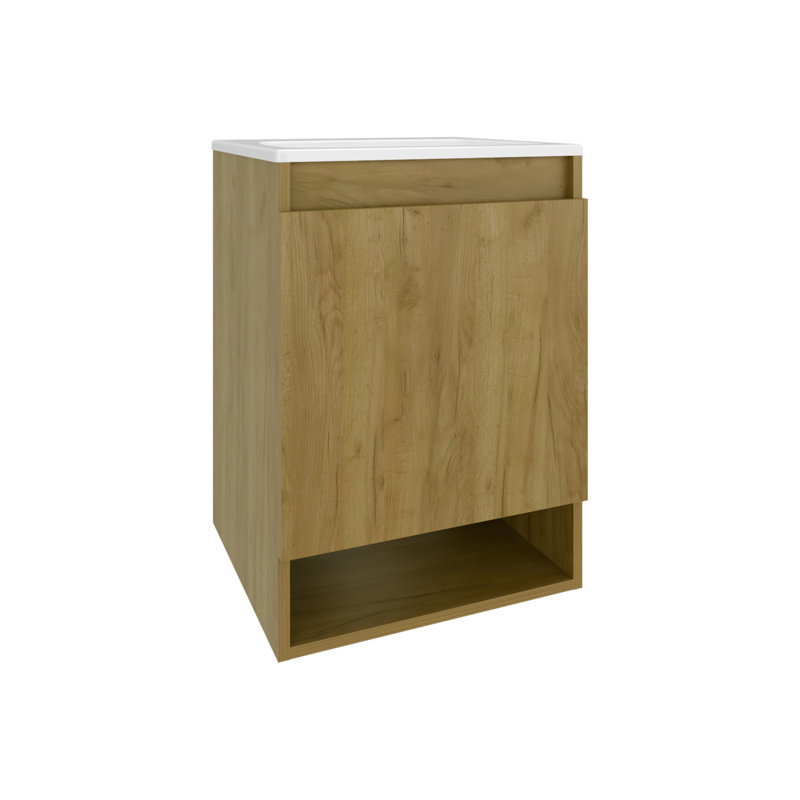 Meuble-lavabo, 1 porte, 2 tablettes - Salle de bain (SANS ROBINET INCLUS)