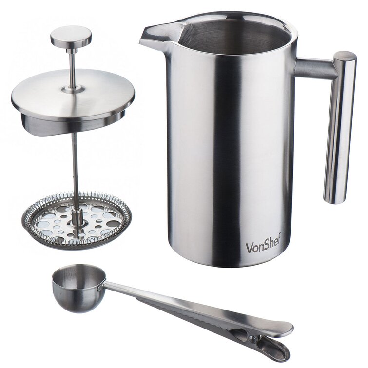 VonShef 3-Cup Stainless Steel Double Walled Cafetiere French Press Coffee  Maker & Reviews