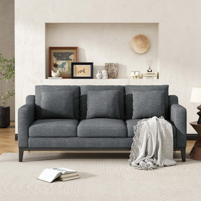 Mirod Comfy 3-Seat Sofa With Wooden Legs, For Modern Living Rooms And Studies, Combining Comfort And Style.