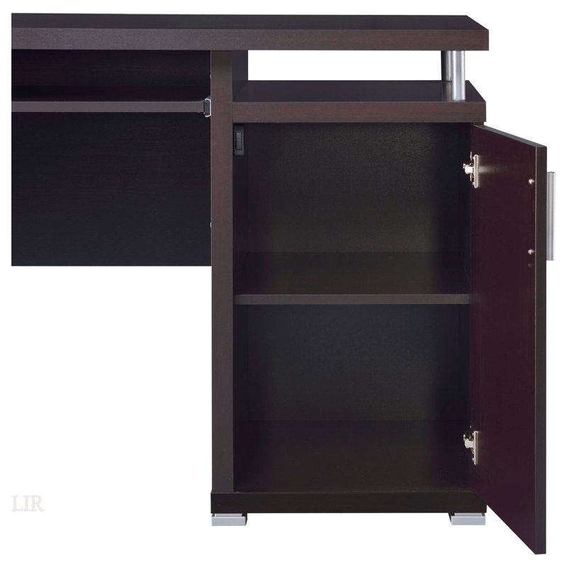 Bureau d'ordinateur à 2 tiroirs Rochelle Cappuccino avec rangement compact et design élégant pour les espaces de travail modernes