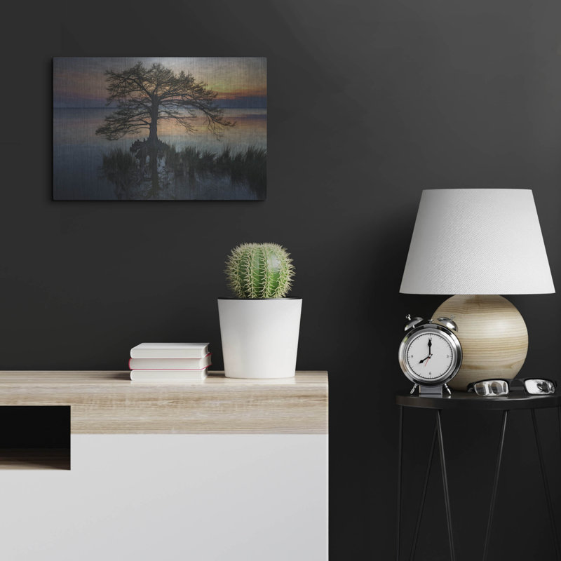 «Dusk on Currituck Sound Oil Paint» par Rick Berk, art mural en métal, H 16 po x l 24 po
