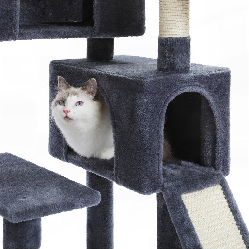 Tour pour chat 60,6 pouces à plusieurs niveaux, Gris foncé