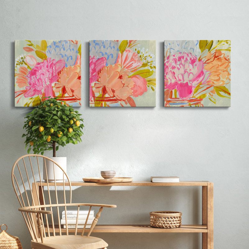«Bright Florist III», ensemble de 3 peintures sur toile tendue, H 10 po x l 10 po x P 1 po