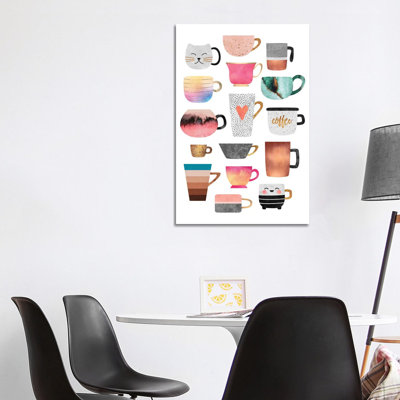 Coffee Cup Collection by Elisabeth Fredriksson - 1 Piece Wrapped Canvas Painting