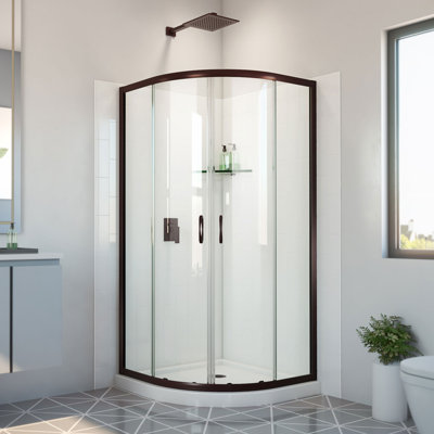 Dreamline Prime 36 po X 36 po X 78 3/4 po H, cabine de douche, base et ensemble mural blanc