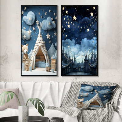 «Child Nursery Starry Night I», ensemble de 2 reproductions d'art sur toile
