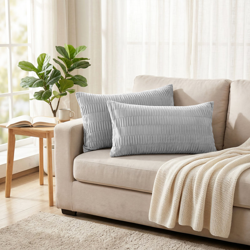 Housses de coussin en velours plissé, Argent