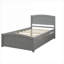 Lit plateforme avec rangement, structure de lit simple en bois massif avec deux tiroirs sous le lit, gris ardoise pour tout décor de chambre à coucher-129382422