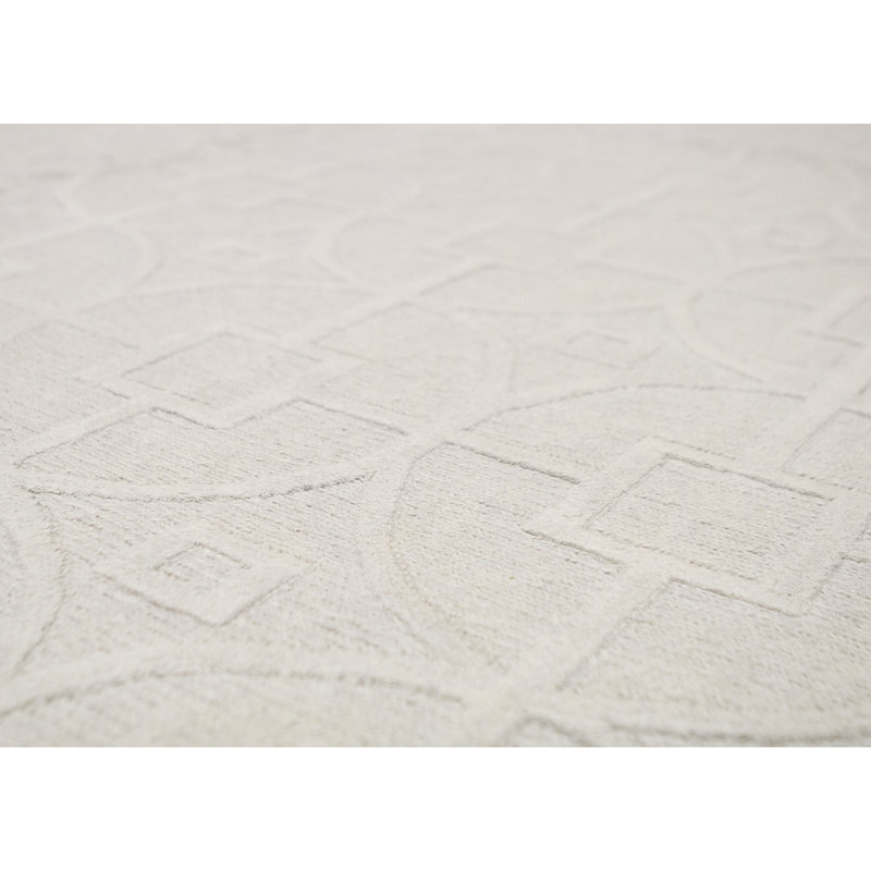 Himalayan Wool Geometric Area Rug in White