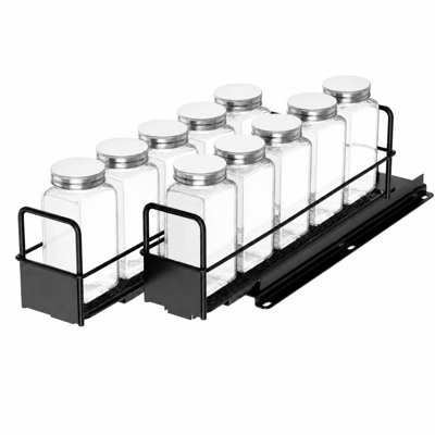 Étagère à épices à 2 niveaux avec 20 pots pour armoire, organisateur d'assaisonnement coulissant avec étiquettes, 2 tiroirs