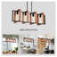 Luminaire suspendu pour îlot de cuisine 4 lumières avec cadre noir mat et accents de bois