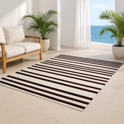 HorizontalStripes Beige Indoor and Outdoor Area Rug