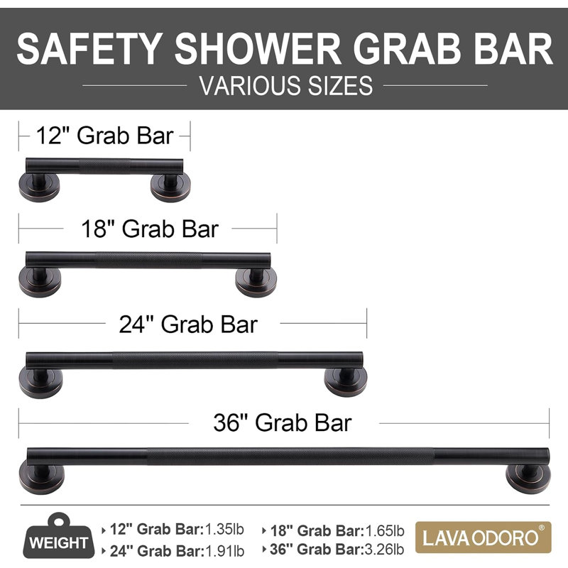Barre d'appui moletée 18 po Bath Safety, 18" L, Oil Rubbed Bronze