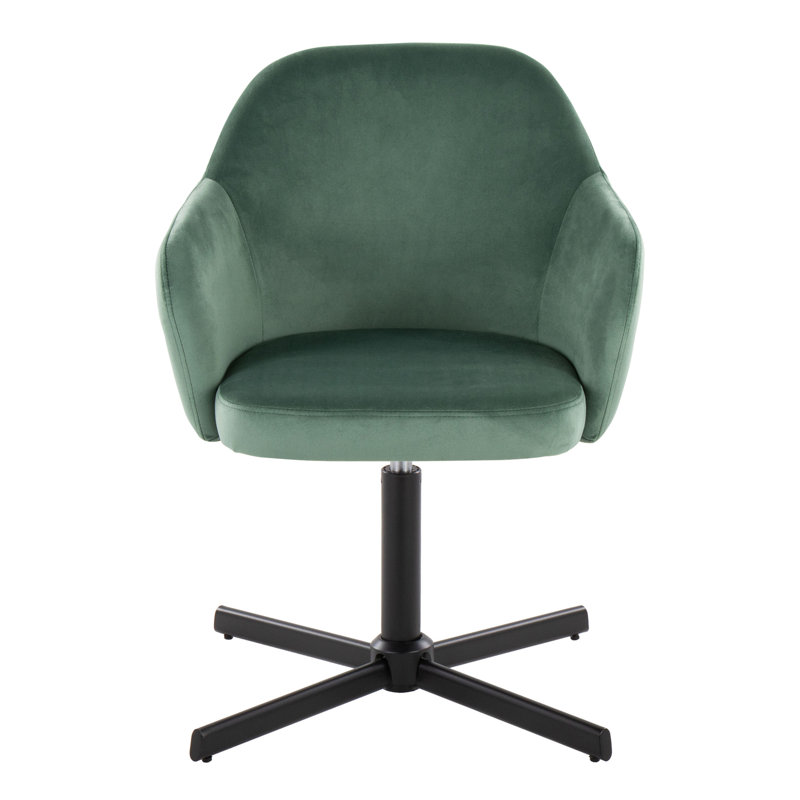 Fauteuil d'appoint pivotant Braylee, Velours vert, Noir