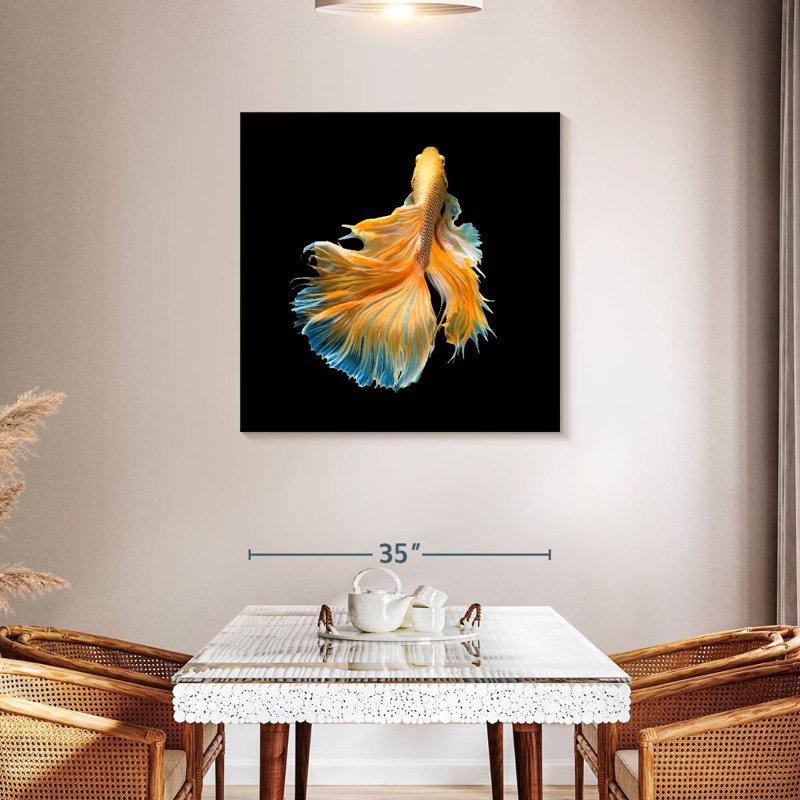 Brampt Yellow Fighter Fish Grandiose, 36" H x 36" W