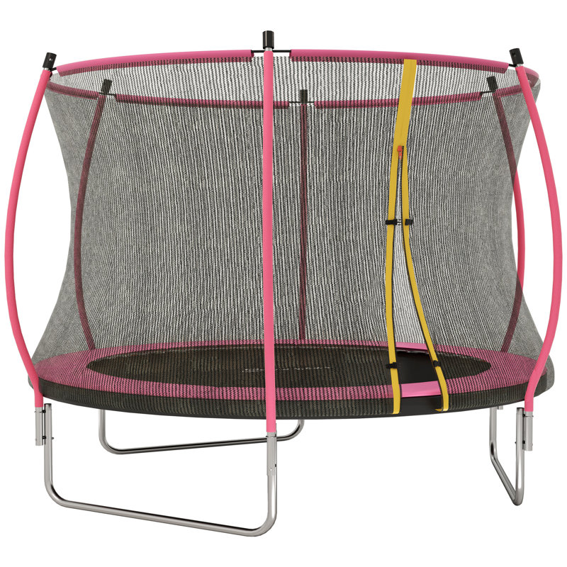 HOMCOM in. Round Backyard Trampoline with Safety Enclosure