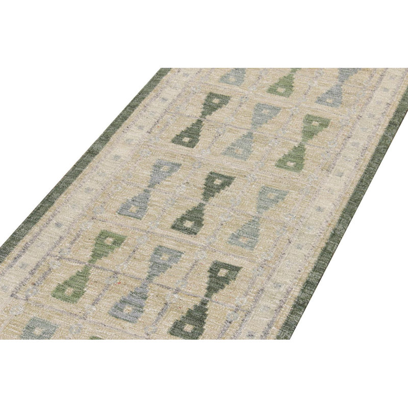 Scandinavian Wool Geometric Area Rug, Runner 3' x 12'