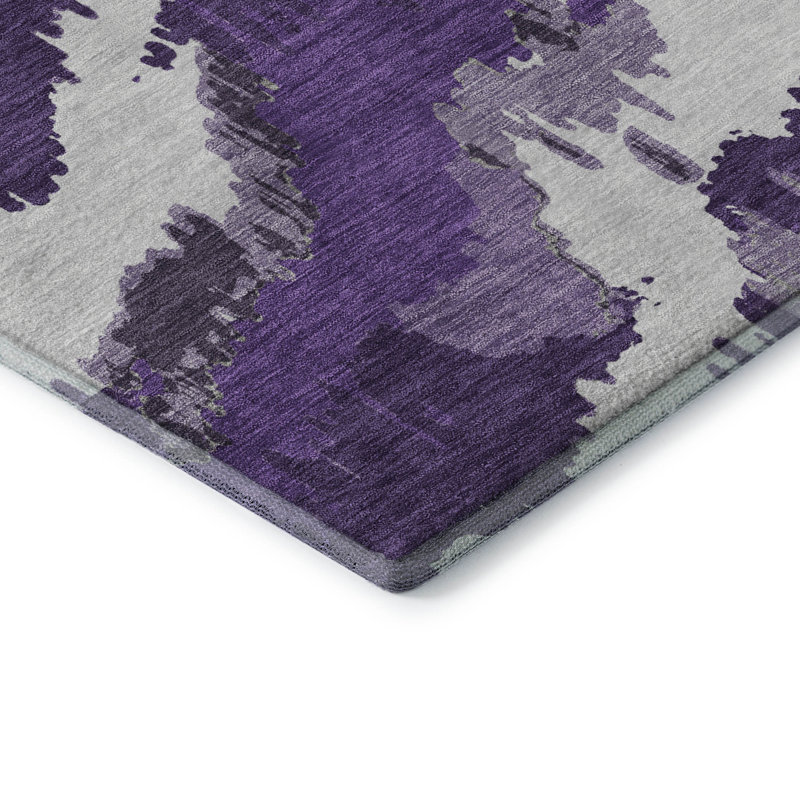 Tapis mauve de qualité supérieure lavable à la machine Prisco, Rond 8 pi