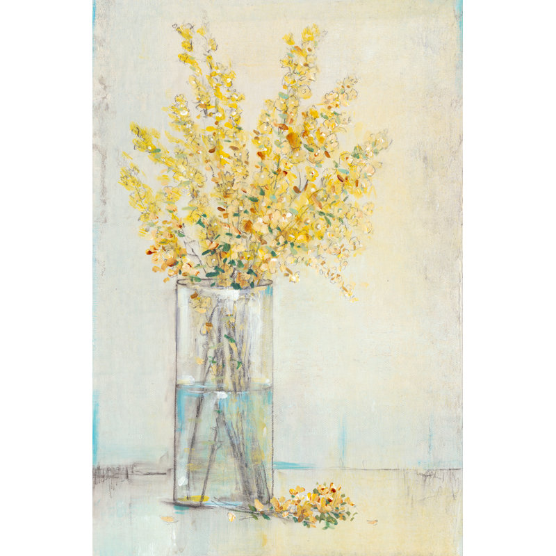 Vaporisateur jaune dans un vase II, H 18 po x l 12 po x P 1,25 po, Non, Toile encadrée noire