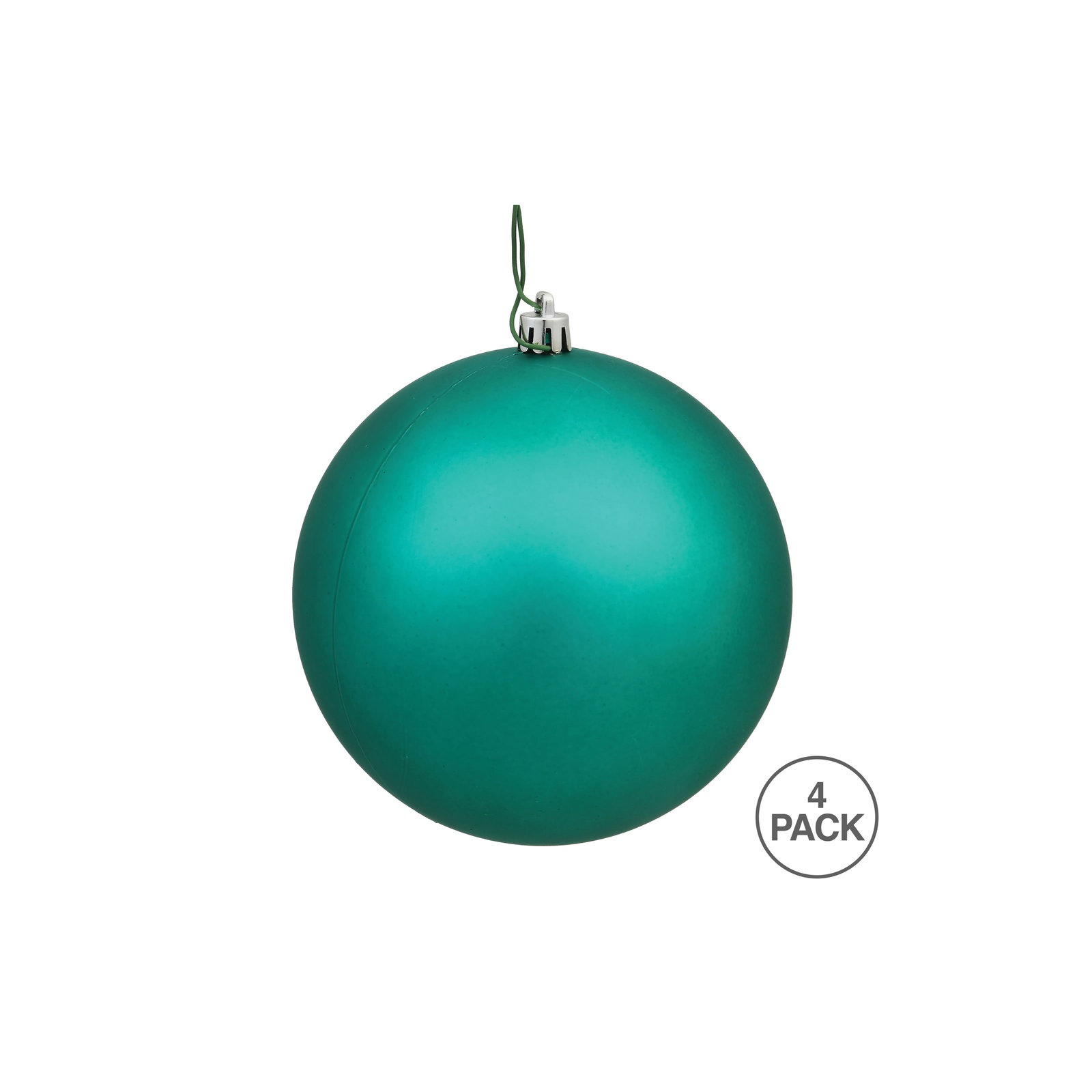 Christmas Ball Ornament, Matte Teal, 6" H x 6" W x 6" D