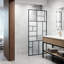 Meridian LineArt Meridian 34 in W x 74 in H Framed Shower Screen in Matte Black with Mixed Glass