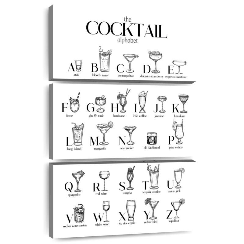 Yarlin Cocktail Alphabet Chart, 38" H x 24" W