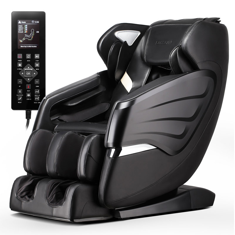 Faux Leather Heated Massage Chair, Black