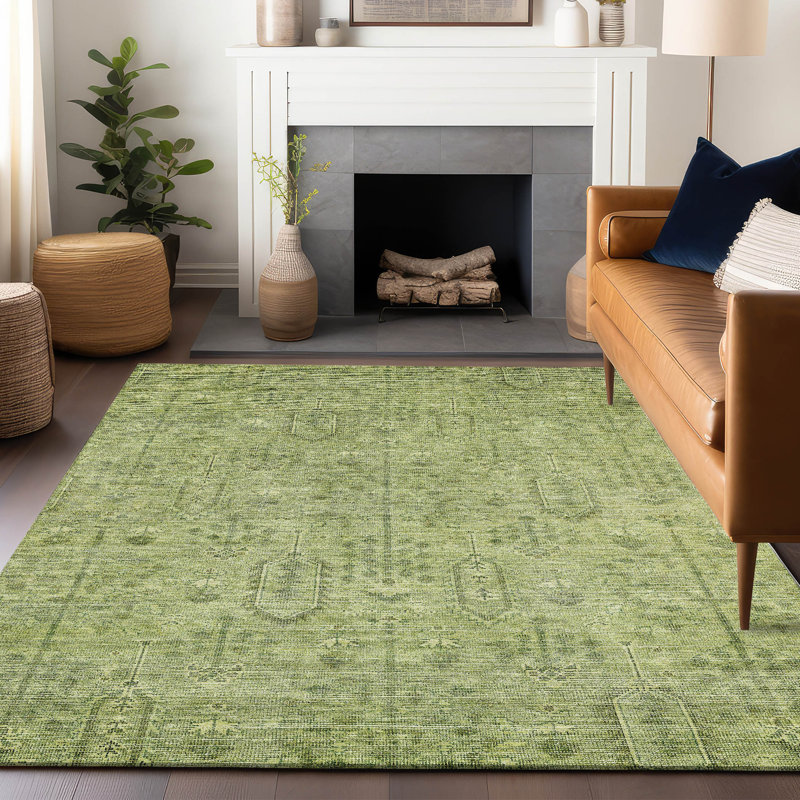 Tapis sauge de qualité supérieure Prisco, Rectangle 5 pi x 7 pi 6 po