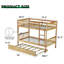 Lit superposé simple au-dessus de simple en bois massif avec lit gigogne et échelle, convertible en 2 lits simples et 1 lit gigogne simple-1371450544