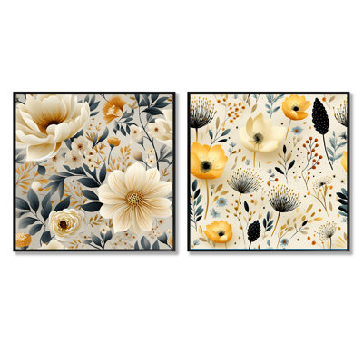 Clea - Abstract Botanicals Square Collage Set Of 2