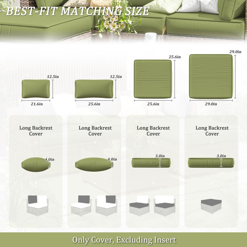 9 housses de coussin d'extérieur pour housses de patio toutes saisons pour meubles d'extérieur, housses seulement 9 pièces