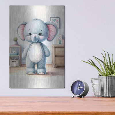«Cuddly Elephant» par Andreas Magnusson, art mural en métal, 12 po x 16 po
