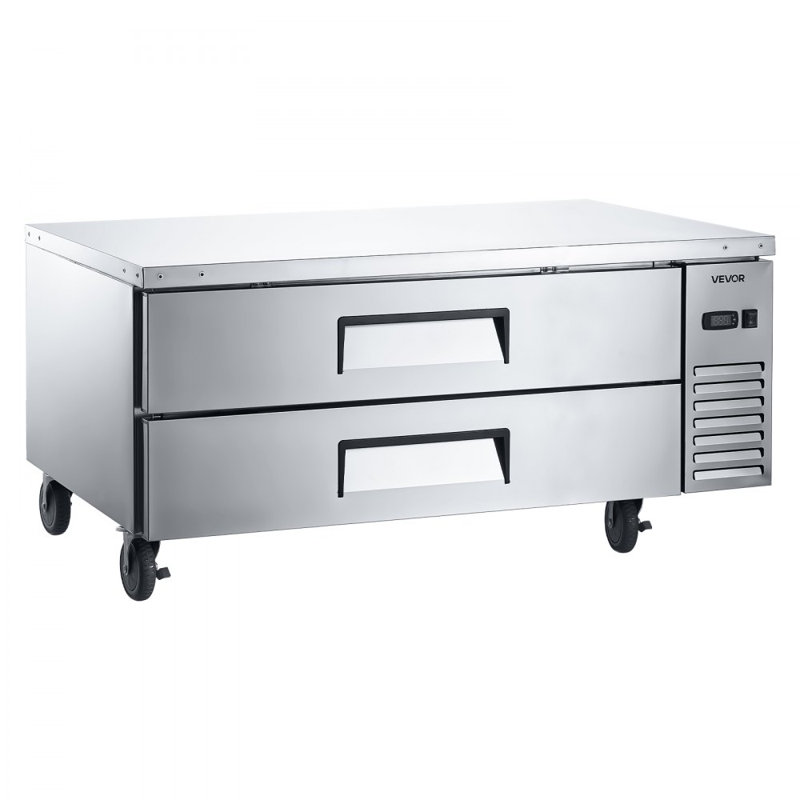 Commercial Chef Base Refrigerator Kitchen Prep Worktable 52 inch Dual Drawer