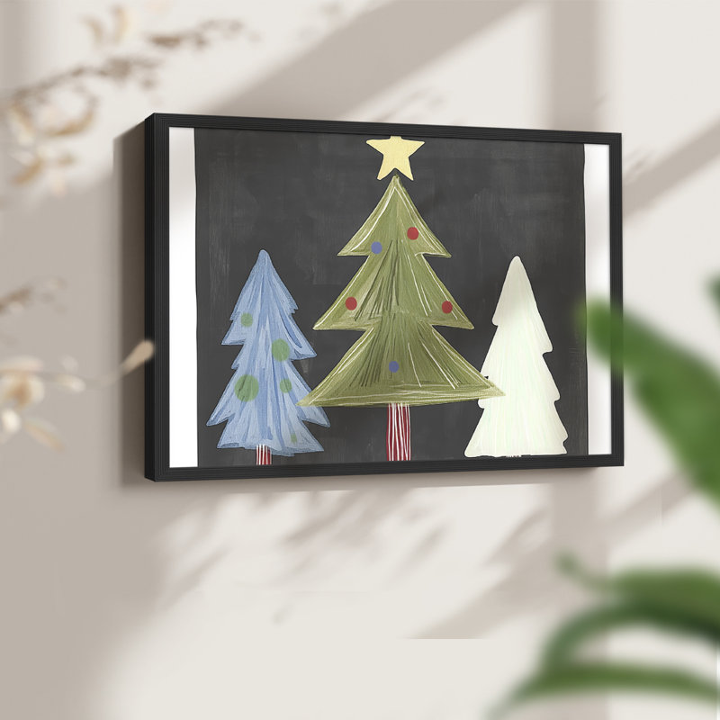 Art de Noël - DLxxix - reproduction encadrée - réversible, H 16 po x l 20 po, Noir, noir, noir, noir