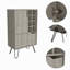 Armoire à porte simple en L, huit porte-bouteilles encastrés, quatre pieds