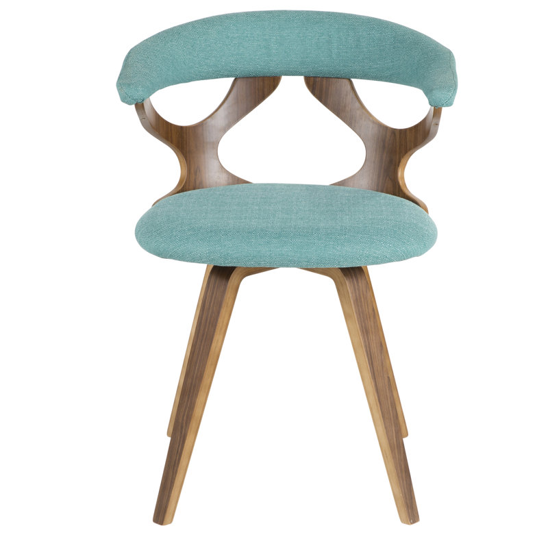 Laquietta Wingback Side Chair, Teal Polyester, Walnut