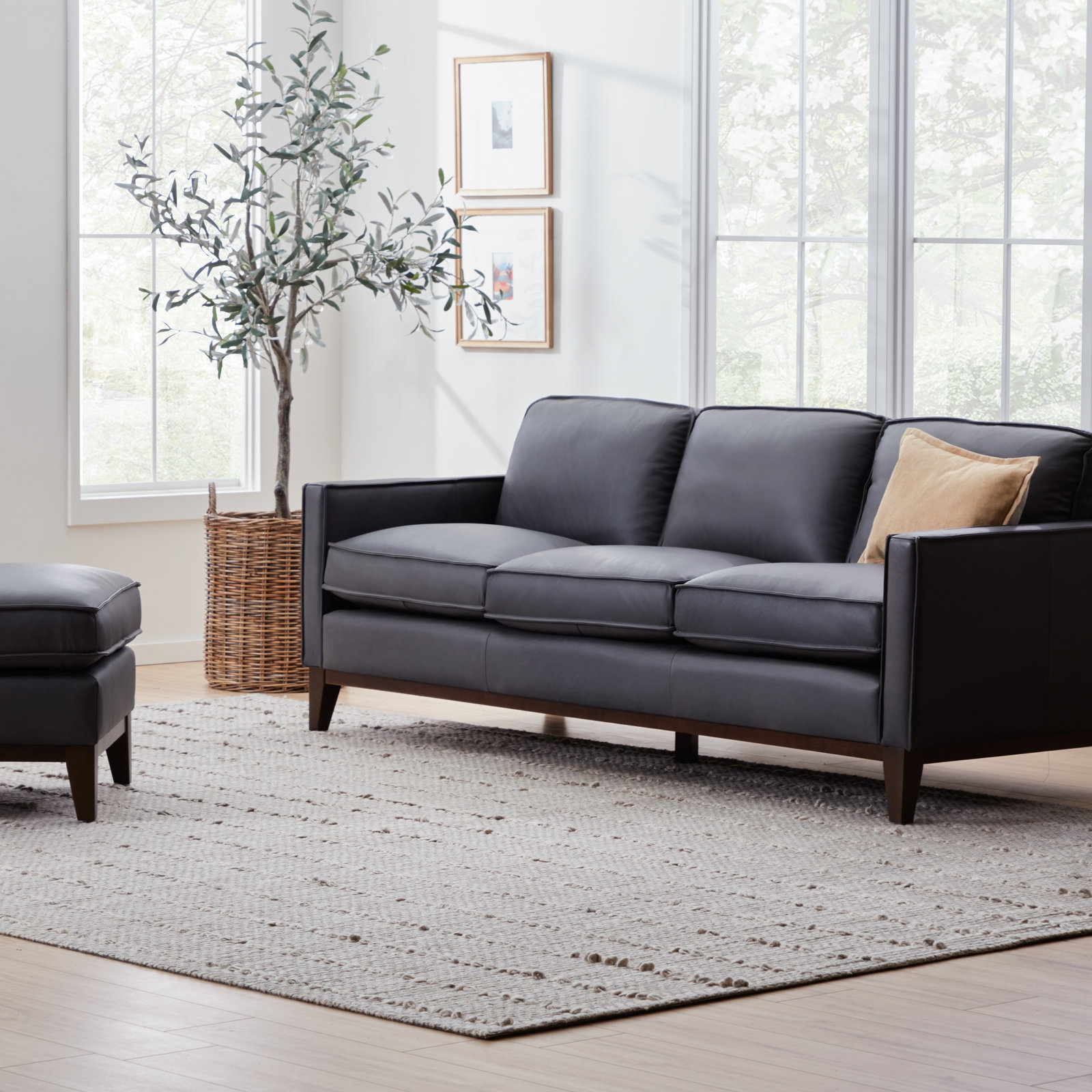 Cascades 85'' Upholstered Sofa, Gravel Genuine Leather