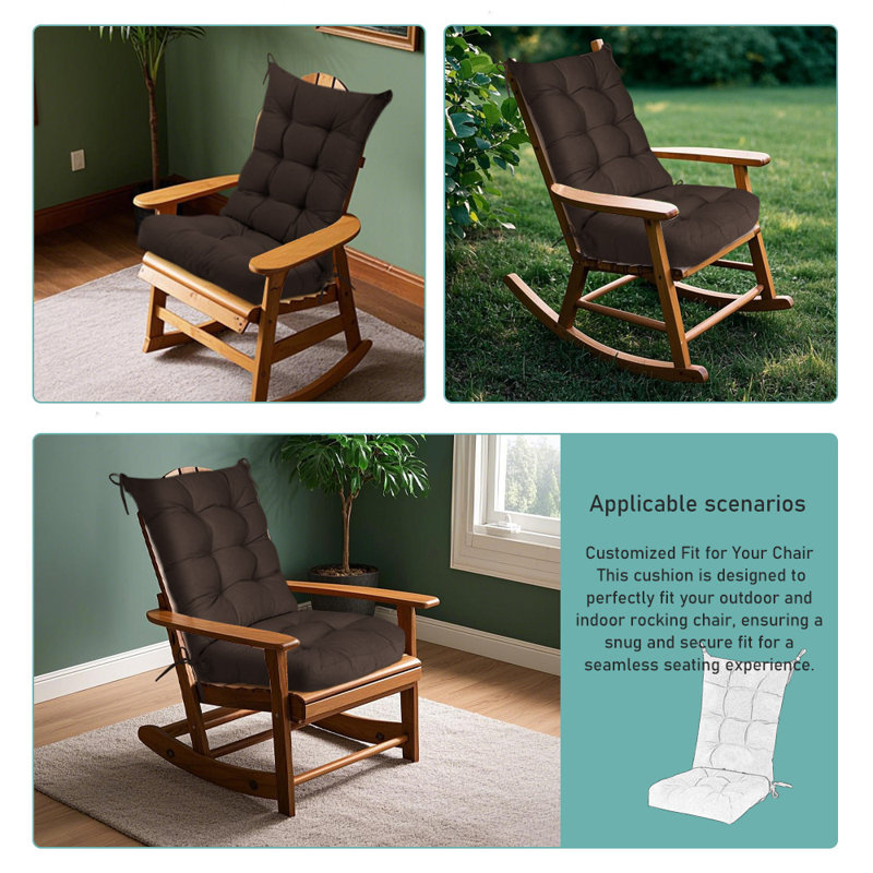 21*17+17*17 in Tufted Rocking Chair Cushion, Filled with Silk Cotton + Sponge Particles, Suitable for Indoor, Study, Living Room, Kitchen, Patio