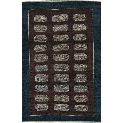 Hand-Knotted High-Quality Brown and Blue Area Rug